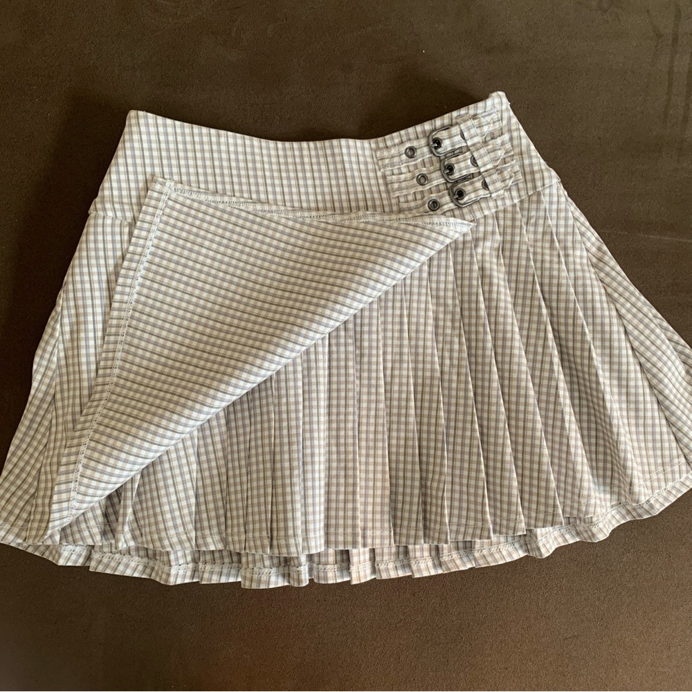 Forever 21 Academia Mini Skirt Pleated Buckled Plaid A-Line -Size XS